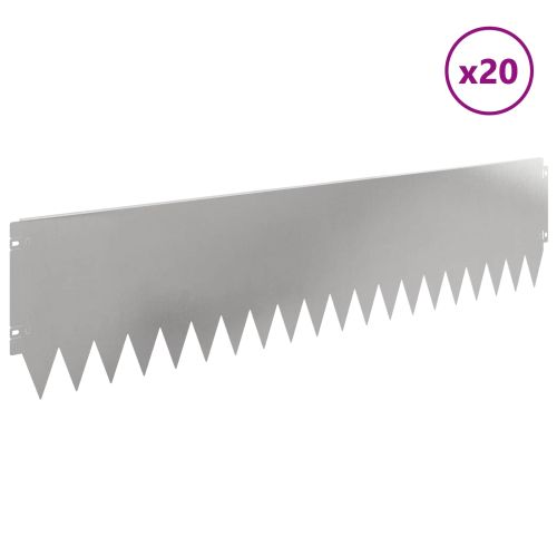 Ограда за трева 20 pcs 103 x 25 см Стомана Сребристо