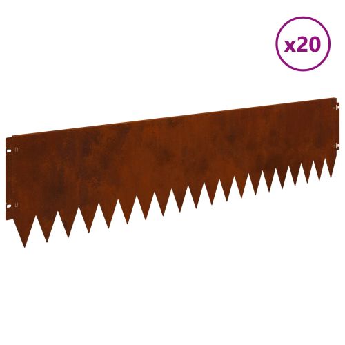Ограда за трева 20 pcs 103 x 25 см Стомана Ръждясало