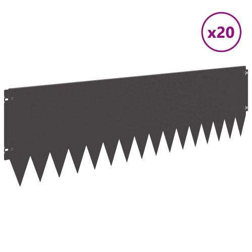Ограда за трева 20 pcs 103 x 30 см Стомана Черно