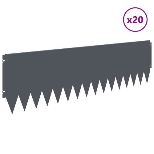 Ограда за трева 20 pcs 103 x 30 см Стомана Антрацит