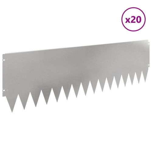 Ограда за трева 20 pcs 103 x 30 см Стомана Сребристо