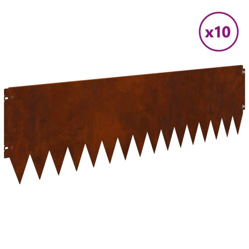 Ограда за трева 10 pcs 103 x 30 см Стомана Ръждясало