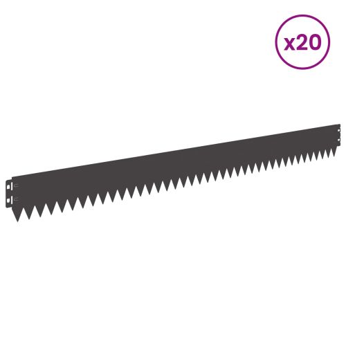 Ограда за трева 20 pcs 103 x 10 см Стомана Черно