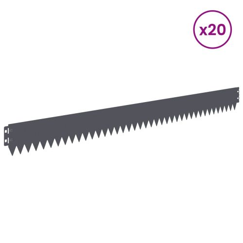Ограда за трева 20 pcs 103 x 10 см Стомана Антрацит