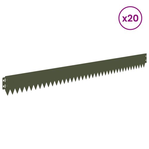 Ограда за трева 20 pcs 103 x 10 см Стомана Маслиненозелено