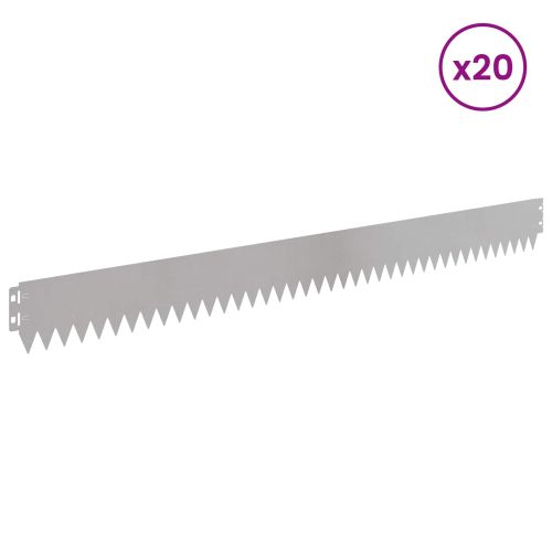 Ограда за трева 20 pcs 103 x 10 см Стомана Сребристо