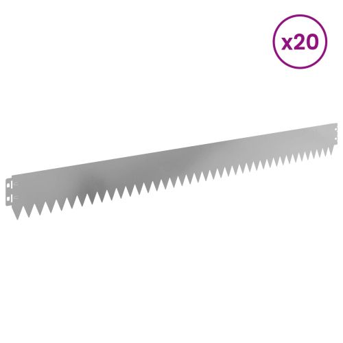 Ограда за трева 20 pcs 103 x 10 см Стомана Сребристо