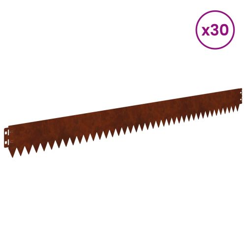 Ограда за трева 30 pcs 103 x 10 см Стомана Ръждясало