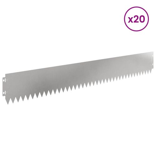 Ограда за трева 20 pcs 103 х 15 см Стомана Сребристо