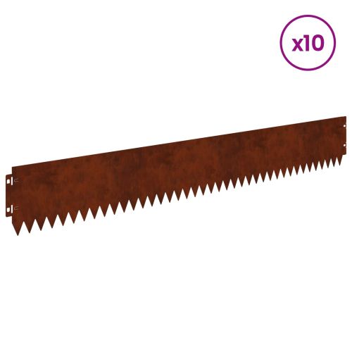 Ограда за трева 10 pcs 103 х 15 см Стомана Ръждясало