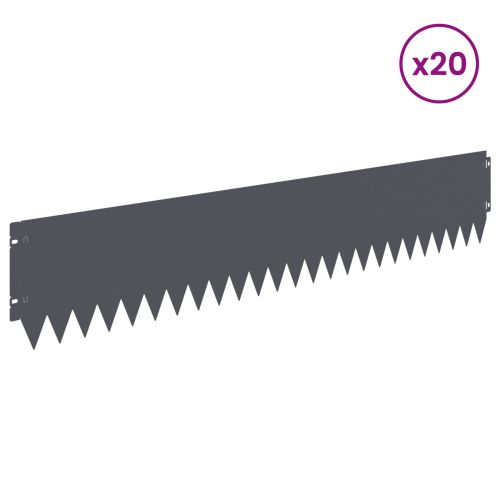 Ограда за трева 20 pcs 103 x 20 см Стомана Антрацит