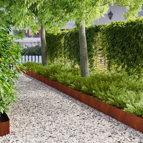 Ограда за трева 10 pcs 103 x 20 см Стомана Ръждясало
