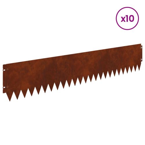Ограда за трева 10 pcs 103 x 20 см Стомана Ръждясало