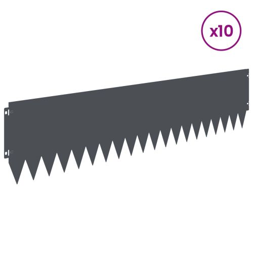 Ограда за трева 10 pcs 103 x 25 см Стомана Антрацит