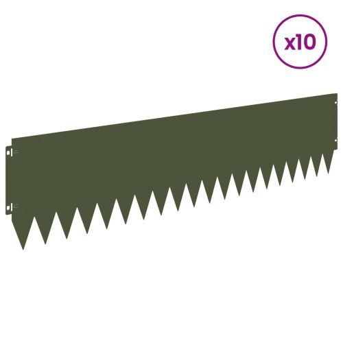 Ограда за трева 10 pcs 103 x 25 см Стомана Маслиненозелено