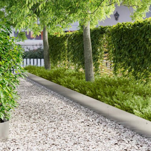 Ограда за трева 10 pcs 103 x 25 см Стомана Сребристо