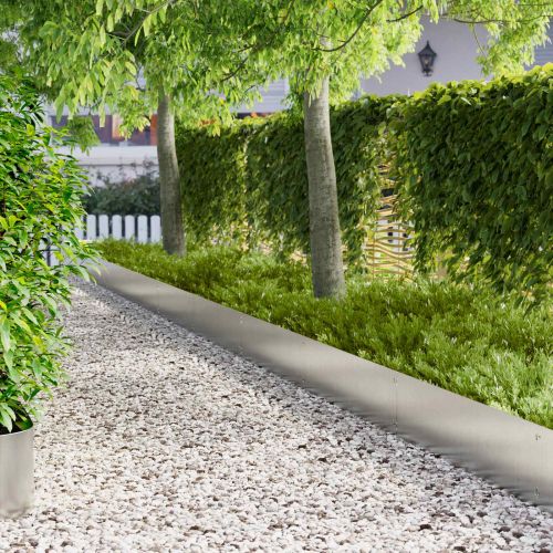 Ограда за трева 20 pcs 103 x 30 см Стомана Сребристо