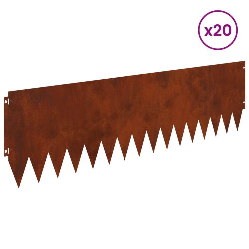 Ограда за трева 20 pcs 103 x 30 см Стомана Ръждясало