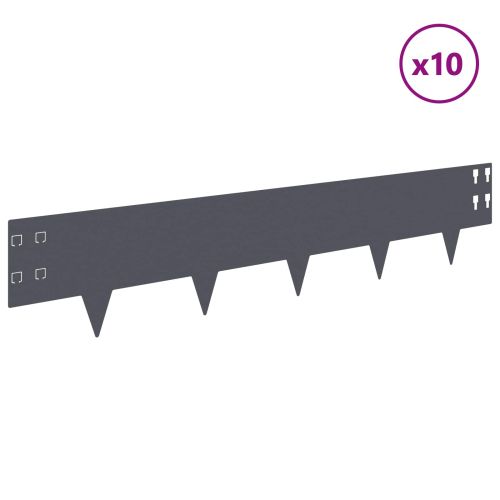 Ограда за трева 10 pcs 100 x 20 cm Стомана Антрацит