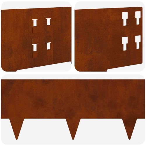 Ограда за трева 50 pcs 100 x 20 cm Стомана Ръждясало