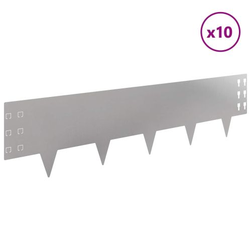 Ограда за трева 10 pcs 100 x 25 cm Стомана Сребристо