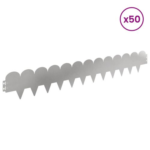 Ограда за трева 50 pcs 103 х 15 см Стомана Сребристо