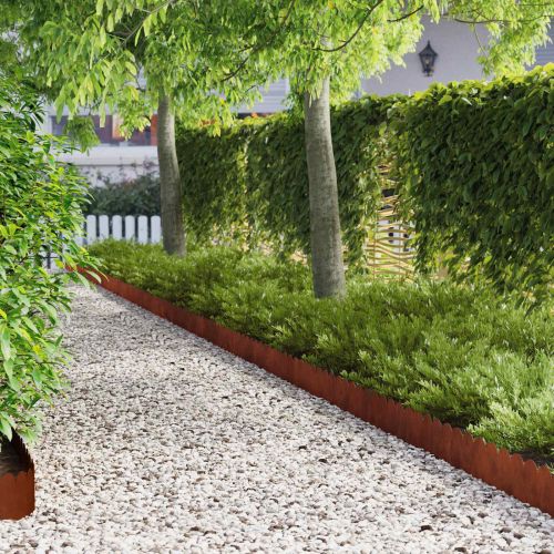Ограда за трева 10 pcs 103 x 20 см Стомана Ръждясало