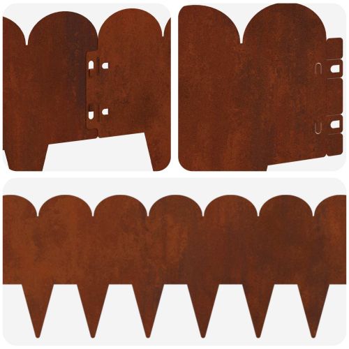 Ограда за трева 10 pcs 103 x 20 см Стомана Ръждясало
