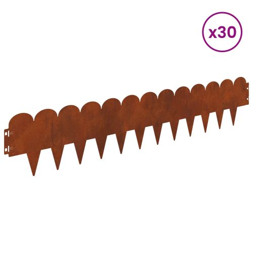 Ограда за трева 30 pcs 103 x 20 см Стомана Ръждясало