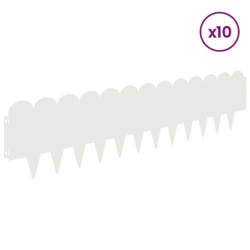 Ограда за трева 10 pcs 103 x 25 см Стомана Бяло