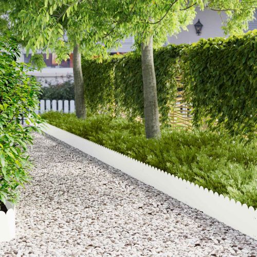 Ограда за трева 20 pcs 103 x 25 см Стомана Бяло