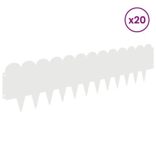 Ограда за трева 20 pcs 103 x 25 см Стомана Бяло