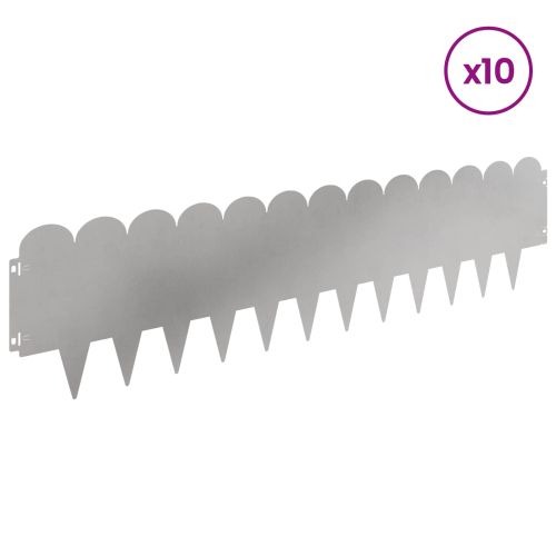 Ограда за трева 10 pcs 103 x 25 см Стомана Сребристо