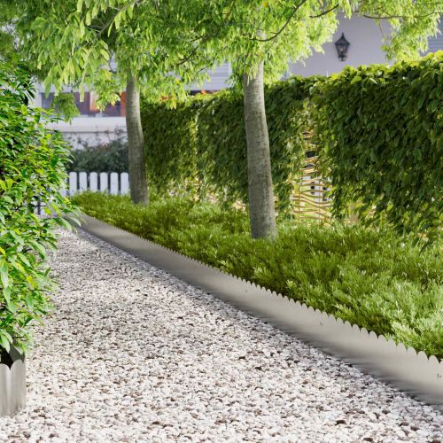 Ограда за трева 30 pcs 103 x 25 см Стомана Сребристо