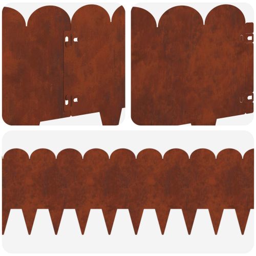 Ограда за трева 20 pcs 103 x 25 см Стомана Ръждясало