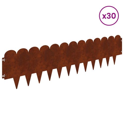 Ограда за трева 30 pcs 103 x 25 см Стомана Ръждясало