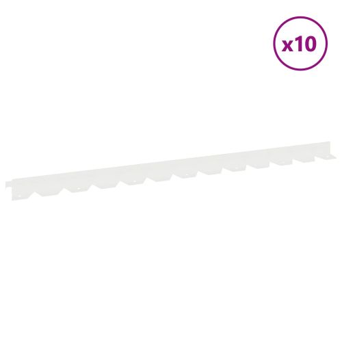 Ограда за трева 10 pcs 102 x 4 x 4 см Стомана Бяло