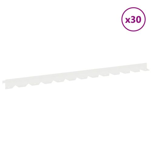 Ограда за трева 30 pcs 102 x 4 x 4 см Стомана Бяло