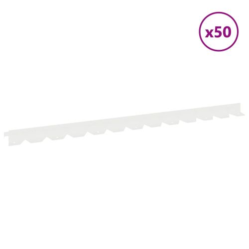 Ограда за трева 50 pcs 102 x 4 x 4 см Стомана Бяло