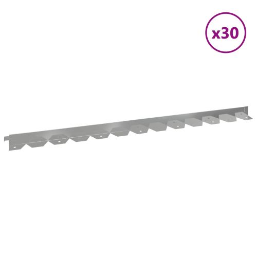 Ограда за трева 30 pcs 102 x 4 x 4 см Стомана Сребристо