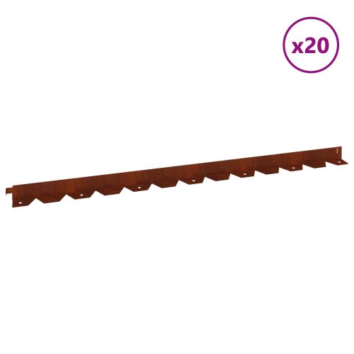 Ограда за трева 20 pcs 102 x 4 x 4 см Стомана Ръждясало