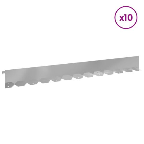 Ограда за трева 10 pcs 102 x 10 x 4 см Стомана Сребристо