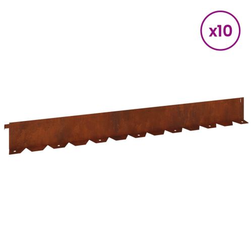 Ограда за трева 10 pcs 102 x 10 x 4 см Стомана Ръждясало