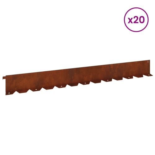 Ограда за трева 20 pcs 102 x 10 x 4 см Стомана Ръждясало