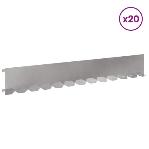 Ограда за трева 20 pcs 102 x 15 x 4 см Стомана Сребристо