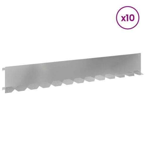 Ограда за трева 10 pcs 102 x 15 x 4 см Стомана Сребристо