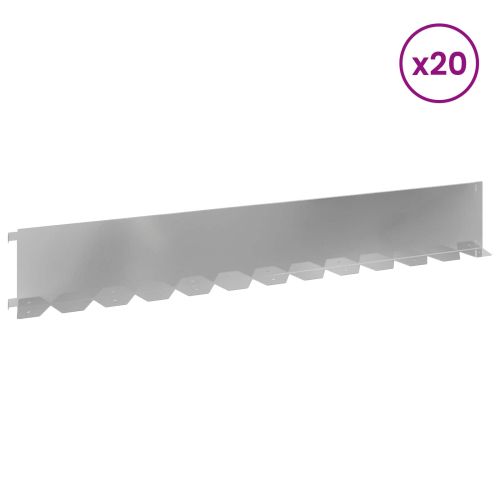 Ограда за трева 20 pcs 102 x 15 x 4 см Стомана Сребристо
