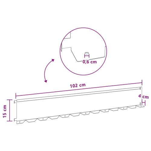 Ограда за трева 20 pcs 102 x 15 x 4 см Стомана Сребристо