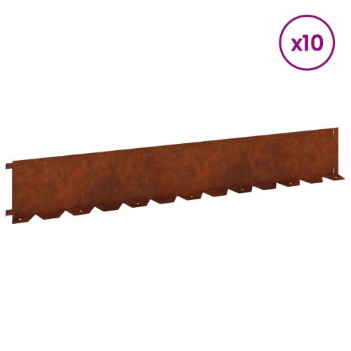 Ограда за трева 10 pcs 102 x 15 x 4 см Стомана Ръждясало