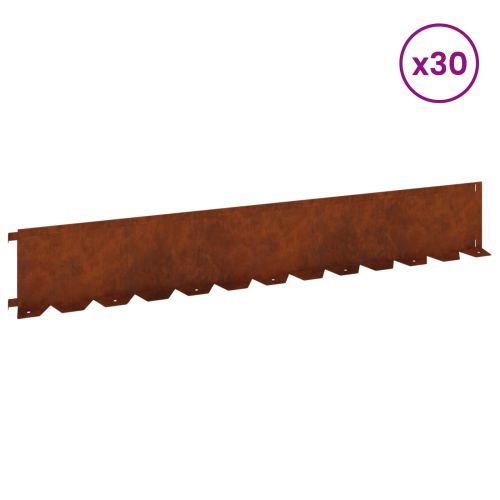 Ограда за трева 30 pcs 102 x 15 x 4 см Стомана Ръждясало